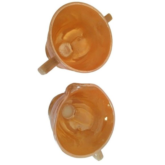 Fire King Peach Laurel Leaf Lusterware Creamer and Sugar Bowl Fire King by Ancho - Picture 2 of 6